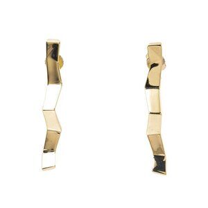 Rare Tiffany & Co Frank Gehry Fold Zig Zag Drop Earrings 18k 750 Yellow Gold